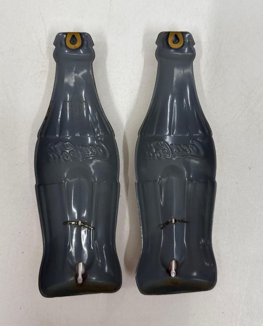 Two Coca-Cola Gold Die-Cut Bottle Thermometers - 3