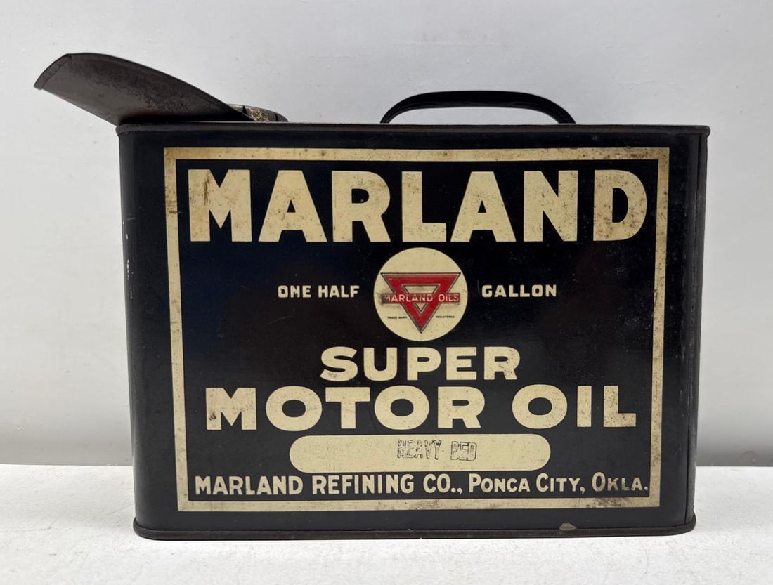 1920's Marland Super "Heavy Red" Motor Oil 1/2 Gallon Can (1 of 6)