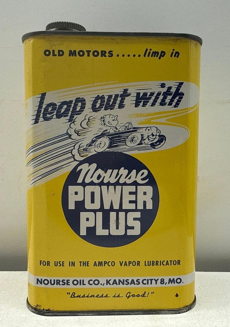 Nourse Power Plus Quart Oil Can w/ Speeding Car (1 of 6)