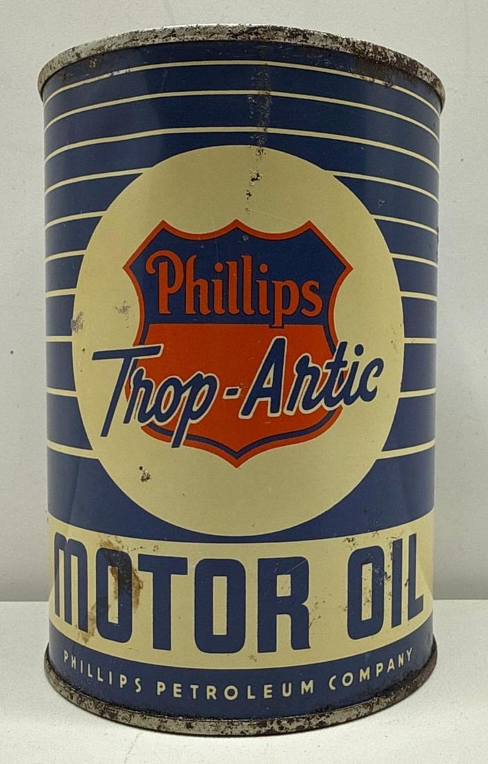 Phillips 66 Trop-Artic Quart Oil Can w/ Orange Shield (1 of 6)