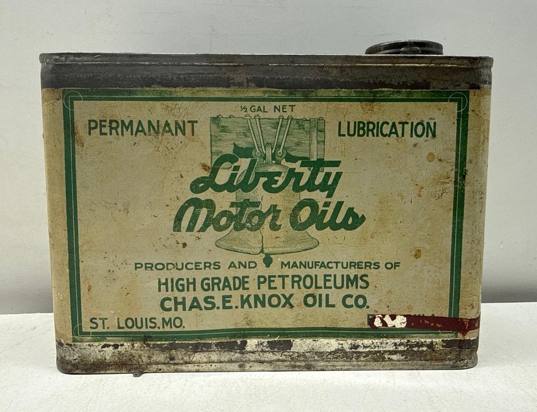 Chas. E. Knox "Liberty" 1/2 Gallon Oil Can Enid, Oklahoma St. Louis, MO (1 of 7)