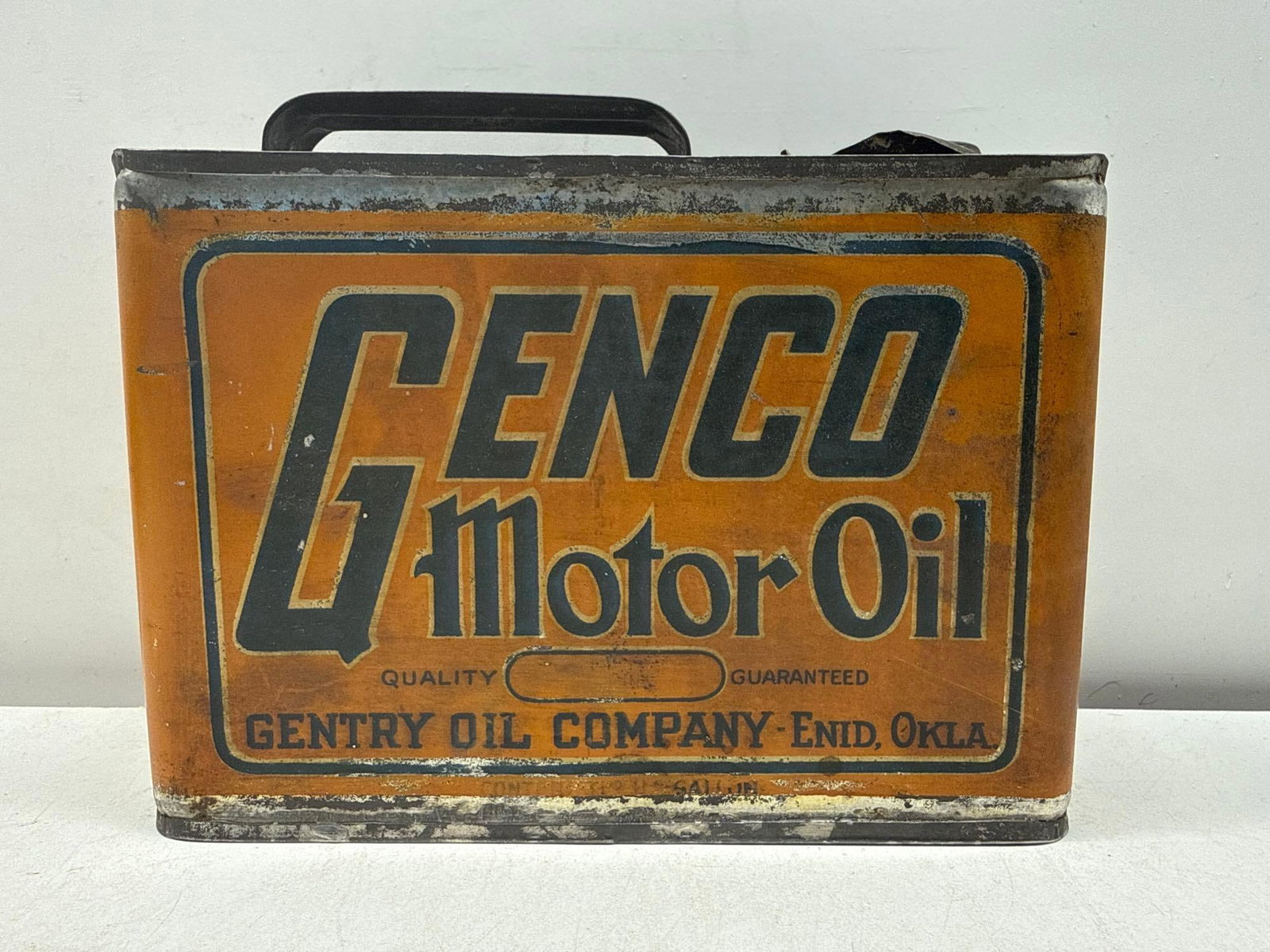 1920's GENCO 1/2 Gallon Oil Can Gentry Oil Company Enid, OK (1 of 7)