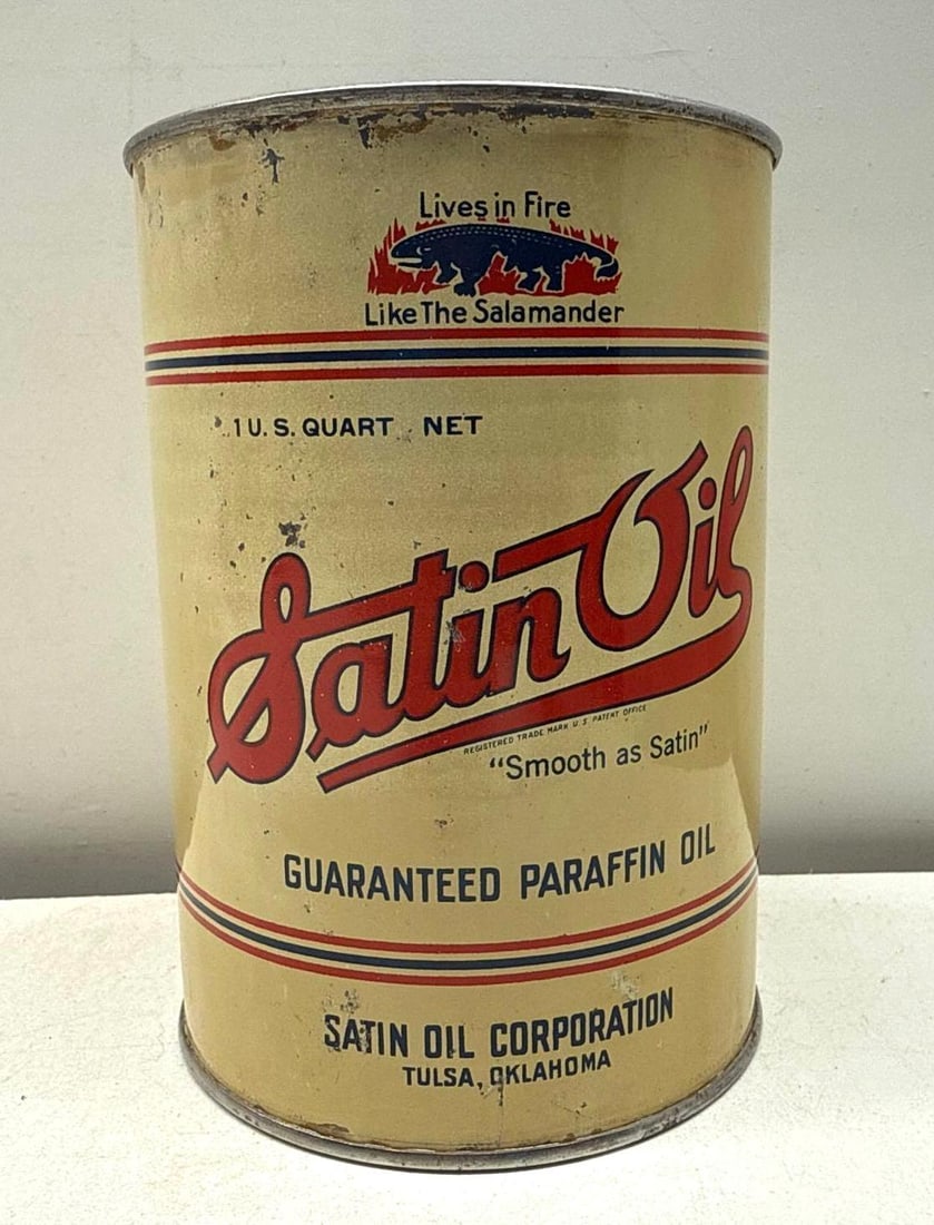 Satin Oil Company Quart Oil Can Tulsa, OK (1 of 9)