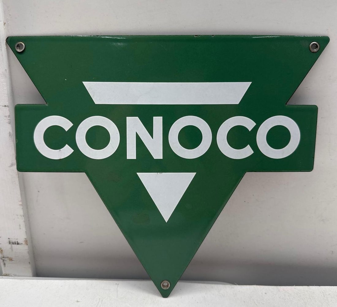 Conoco Green Porcelain Gasoline Pump Sign (1 of 2)