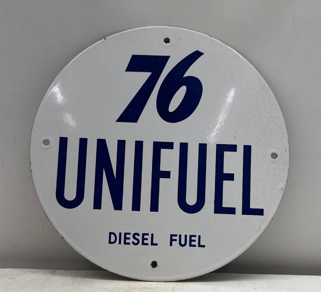 Union 76 Unifuel Diesel Porcelain Gas Pump Sign (1 of 2)