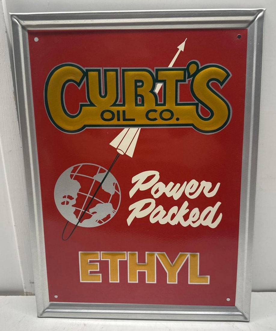 Curt's Oil Company Power Packed Ethyl Gas Pump Sign (1 of 3)
