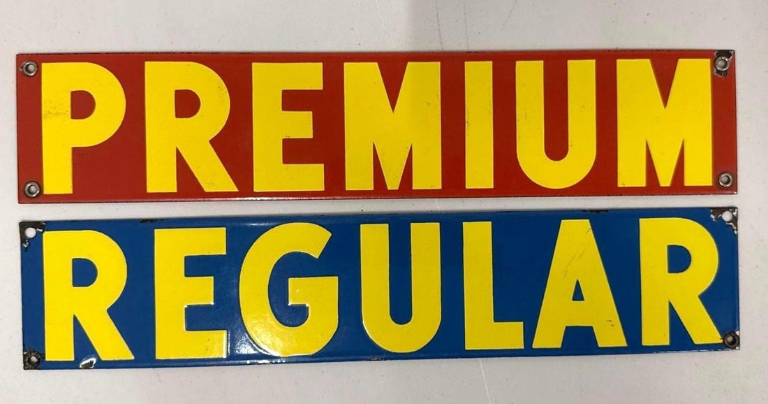 Deep Rock Regular & Premium Porcelain Gas Pump Signs (1 of 6)