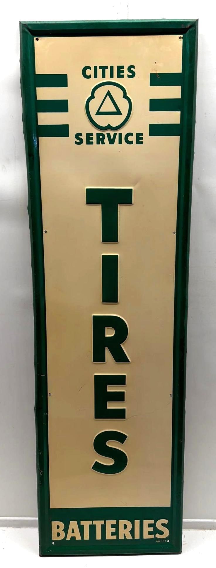 1949 Cities Service Tires & Batteries Embossed metal sign (1 of 4)