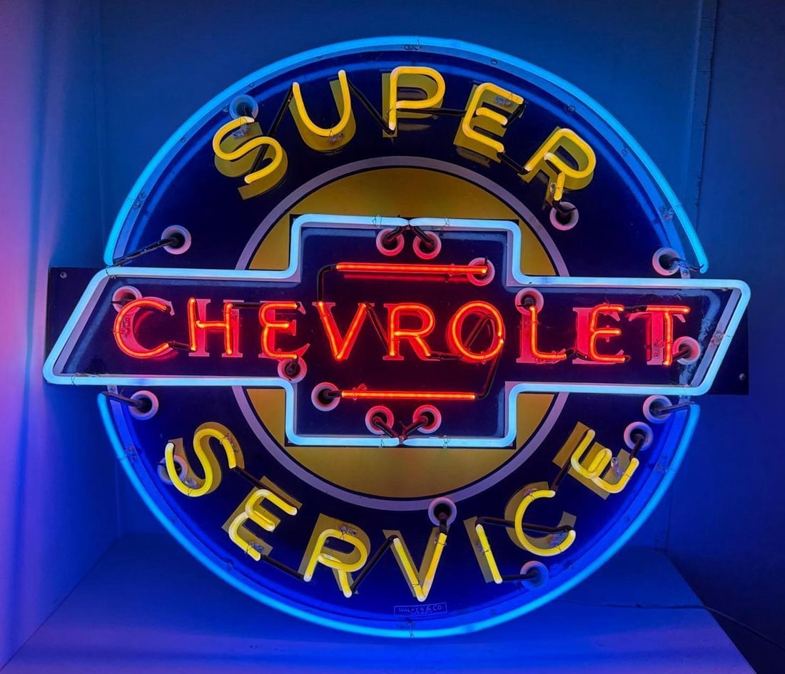 Super Chevrolet Service Neon Porcelain Neon Sign (1 of 9)