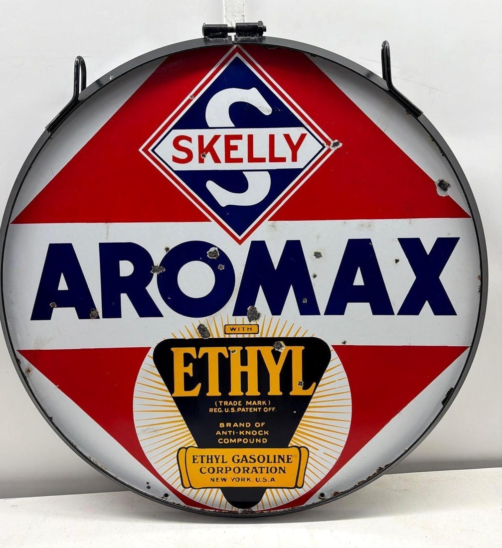 30" Skelly Aromax Ethyl Porcelain Sign (1 of 4)