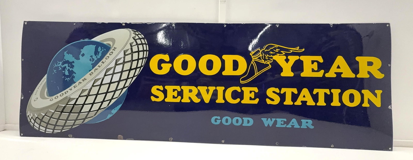 Goodyear Service Station Porcelain Sign w/ Gobe (1 of 3)