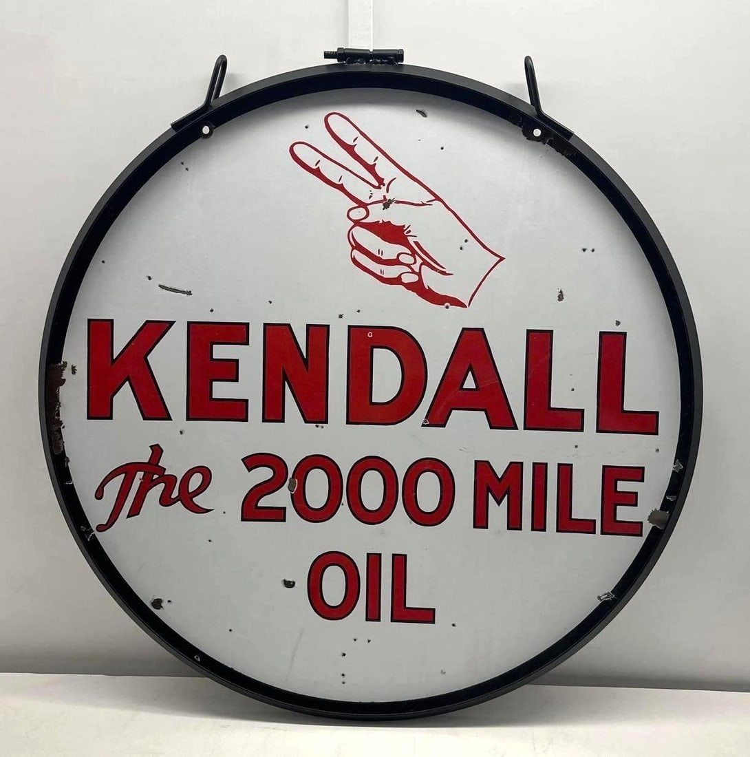 36" Kendall "the 2000 Mile Oil Porcelain Curb Sign (1 of 4)