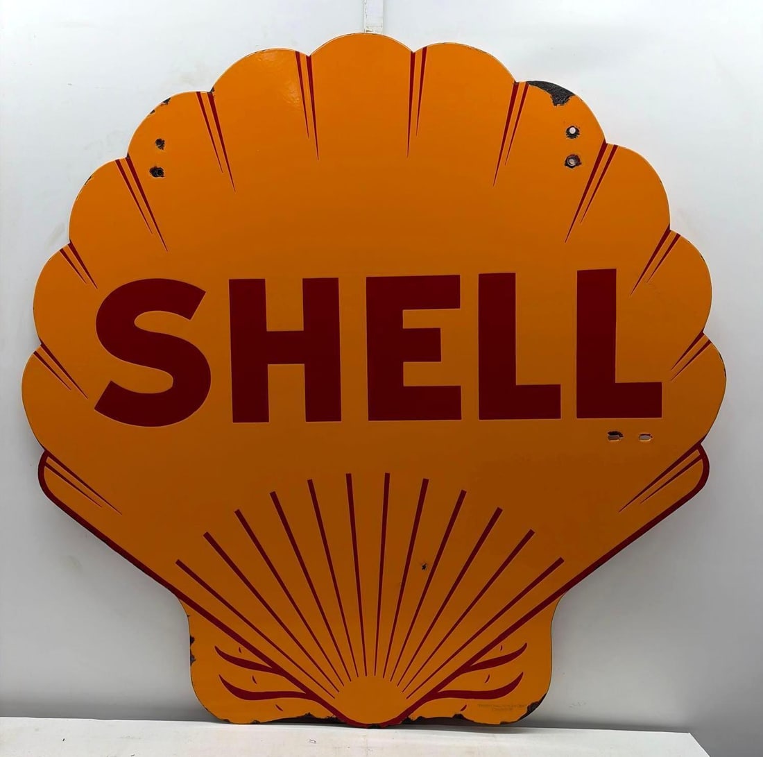 48" Shell Clam Porcelain Sign Dated 1936 (1 of 6)