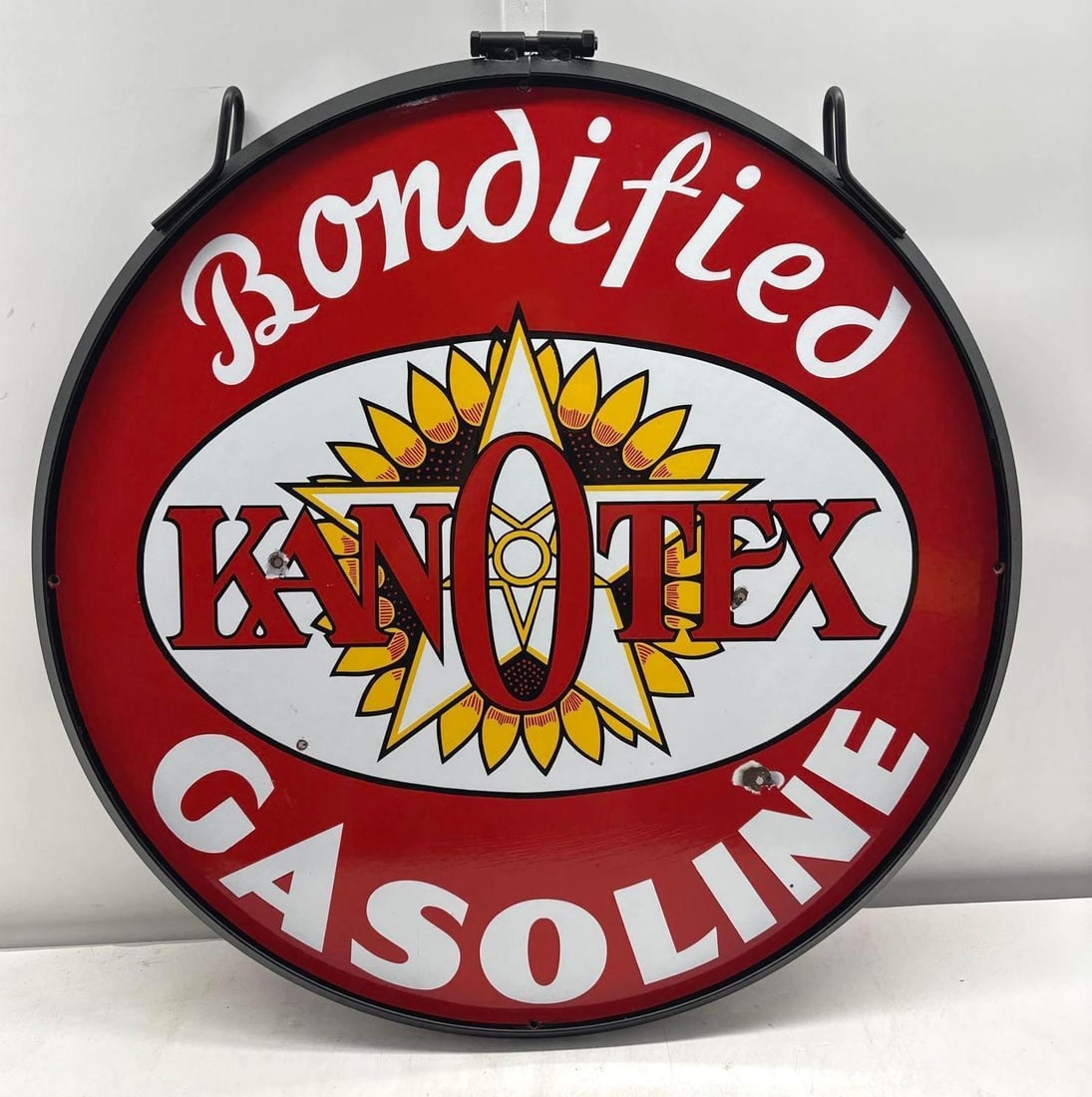 30" Kanotex Bondified Gasoline Porcelain Sign (1 of 5)