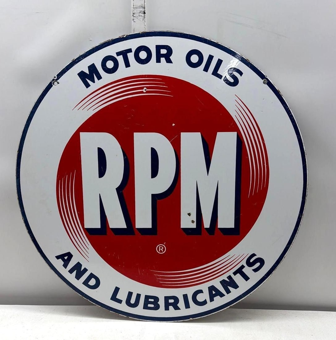 28" RPM Motor Oils and Lubricants Porcelain Sign (1 of 4)