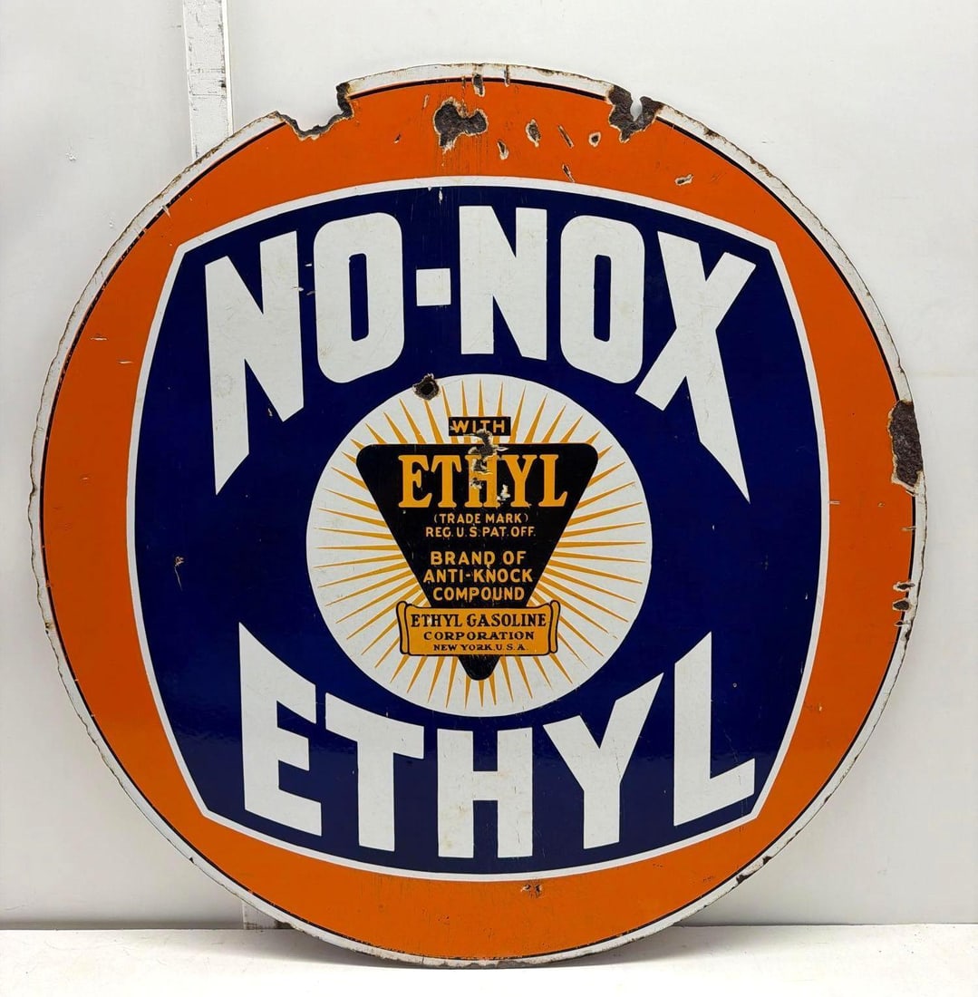 30" Gulf NO-NOX Ethyl Porcelain Sign (1 of 5)