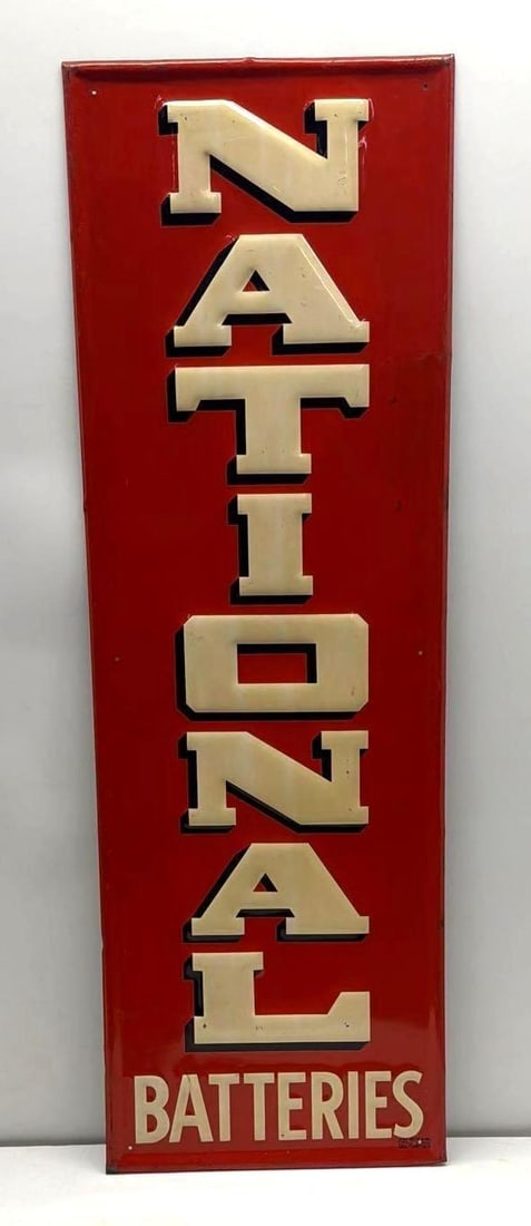 National Batteries Embossed Metal Sign (1 of 4)