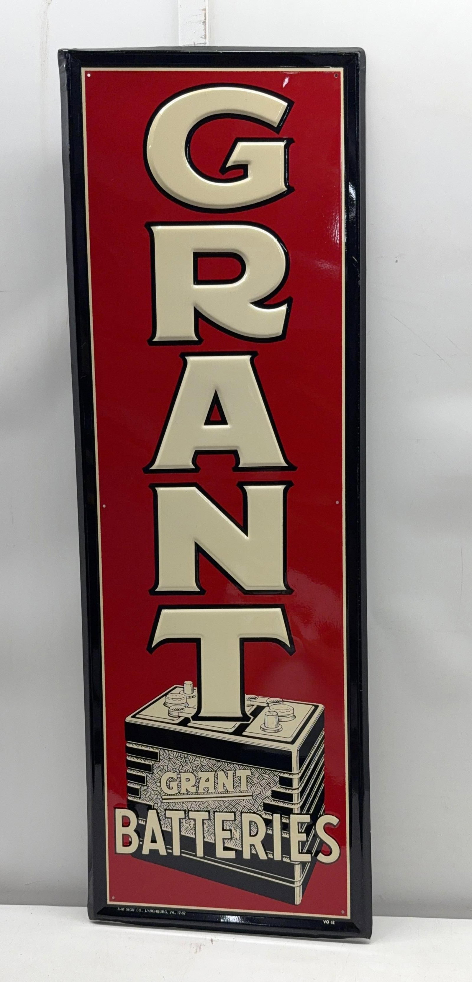 1952 Grant Batteries Embossed Sign (1 of 4)