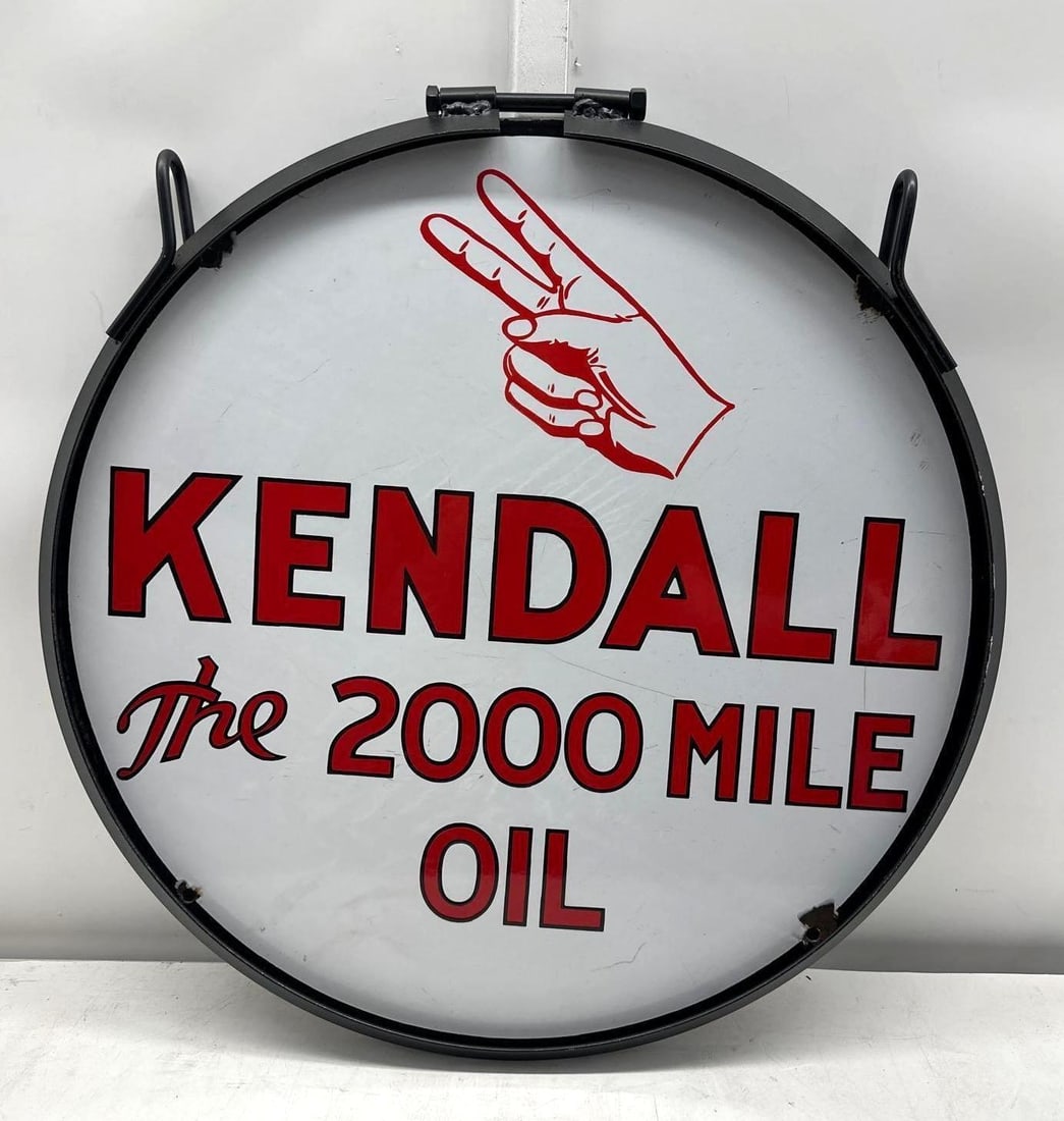 24" Kendall "2000 Mile Motor Oil" Porcelain Sign (1 of 5)