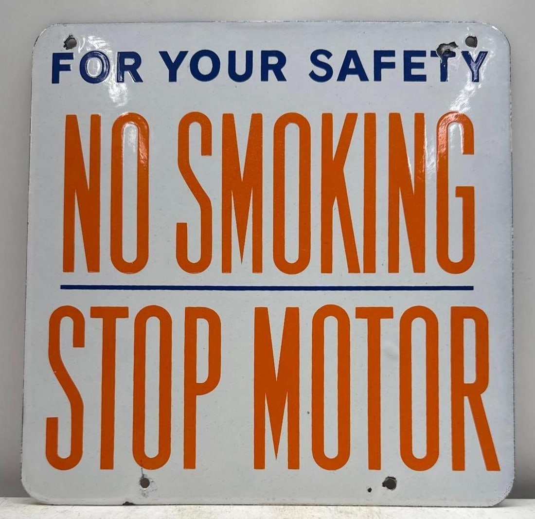 Union 76 Porcelain No Smoking Stop Motor Porcelain Sign (1 of 2)