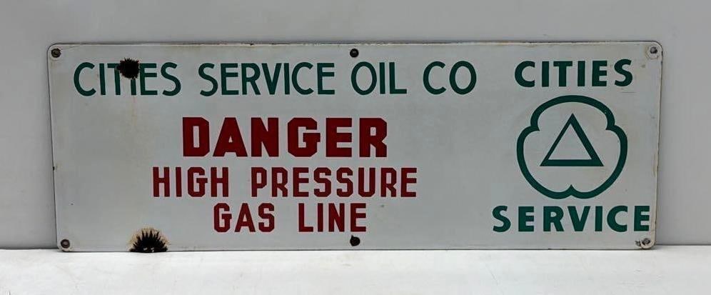 Cities Service Oil Company High Pressure Gas Line Porcelain Sign (1 of 4)