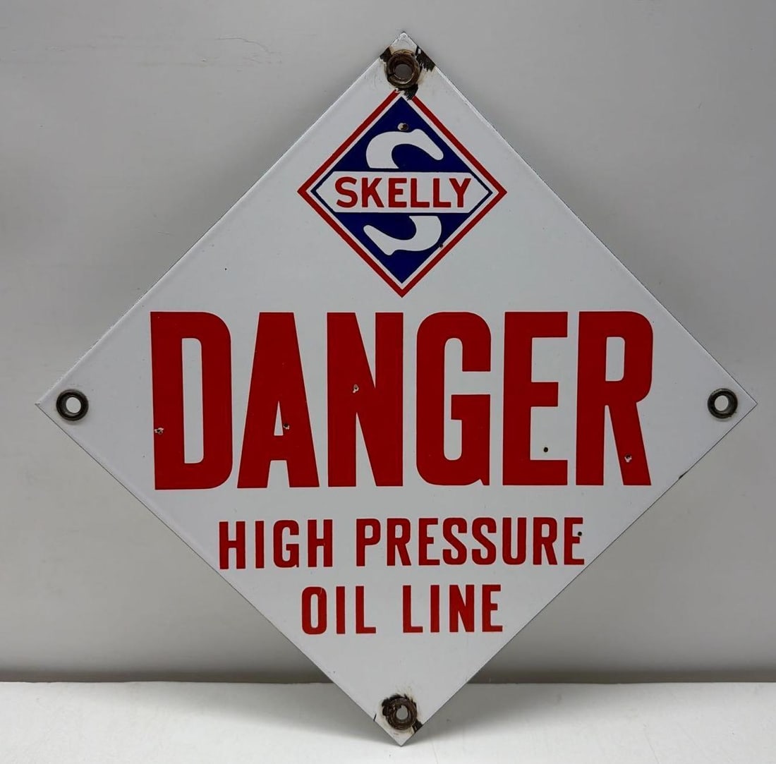 Skelly Danger High Pressure Oil Pipeline Porcelain Sign (1 of 3)