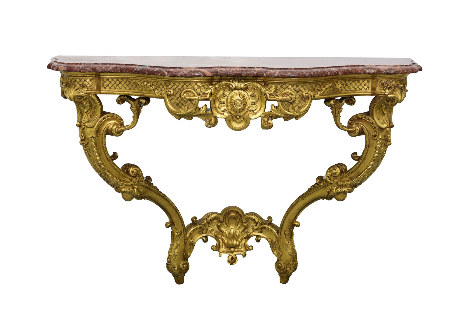 A French Regence Style Giltwood Marble Top Console Table 19th Century (1 of 1)