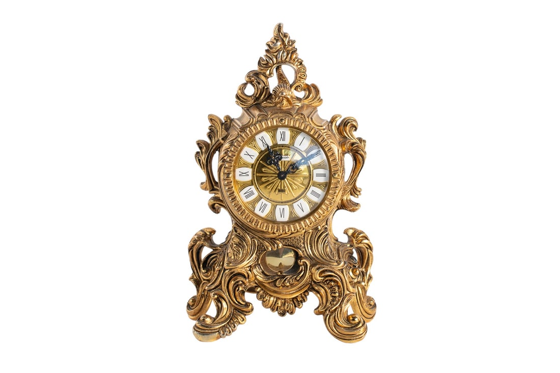 Antique Germany SCHMID Gilded Bronze Mantle Rocco Style Clock (1 of 5)