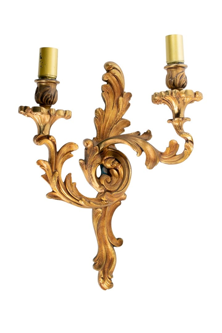 19th Century Louis XV Style Brass Wall Sconces #1 (1 of 2)