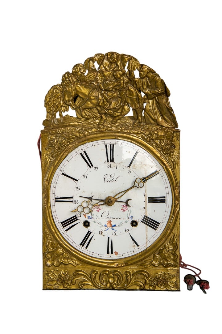 Antique French Comtoise Clock with Flower Pendulum - Vedel a Carmaux - France, ca. 1880s (1 of 10)