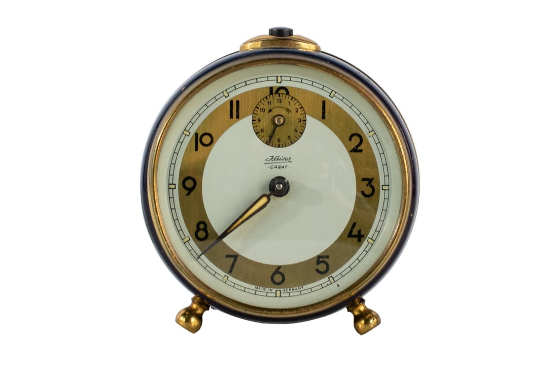 Mid-Century 1950s Kaiser Carat German Retro Brass Black Alarm Clock (1 of 6)