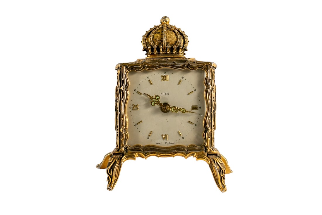 Vintage Emes Table Alarm Clock - Golden Baroque Design (1 of 8)
