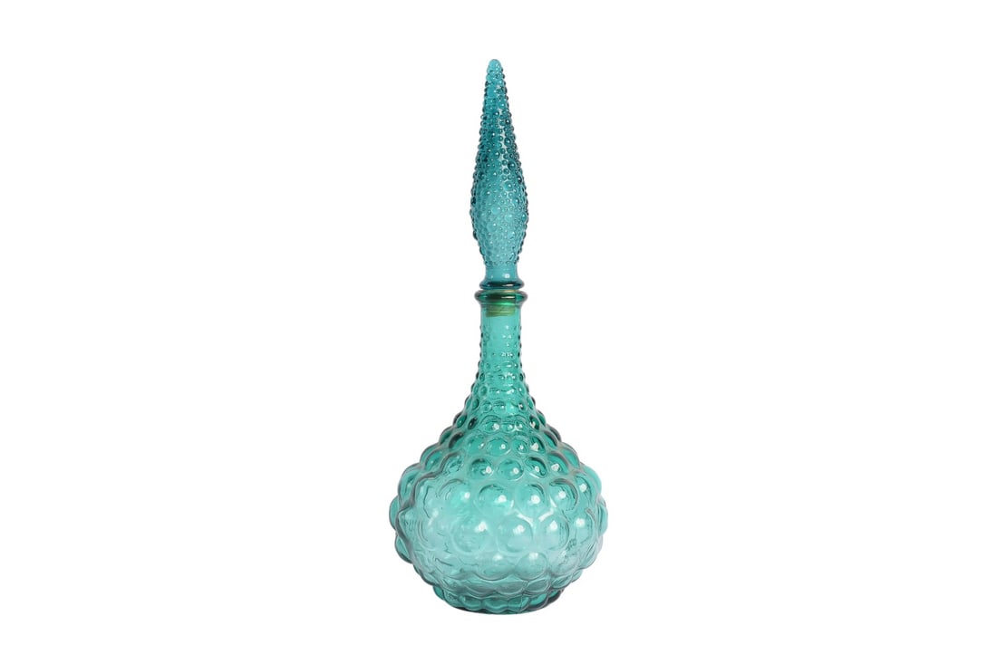 #2 Lot - Vintage Empoli Glass Hobnail Bubble Genie Bottle in Aqua Green Decanter #2 (1 of 3)