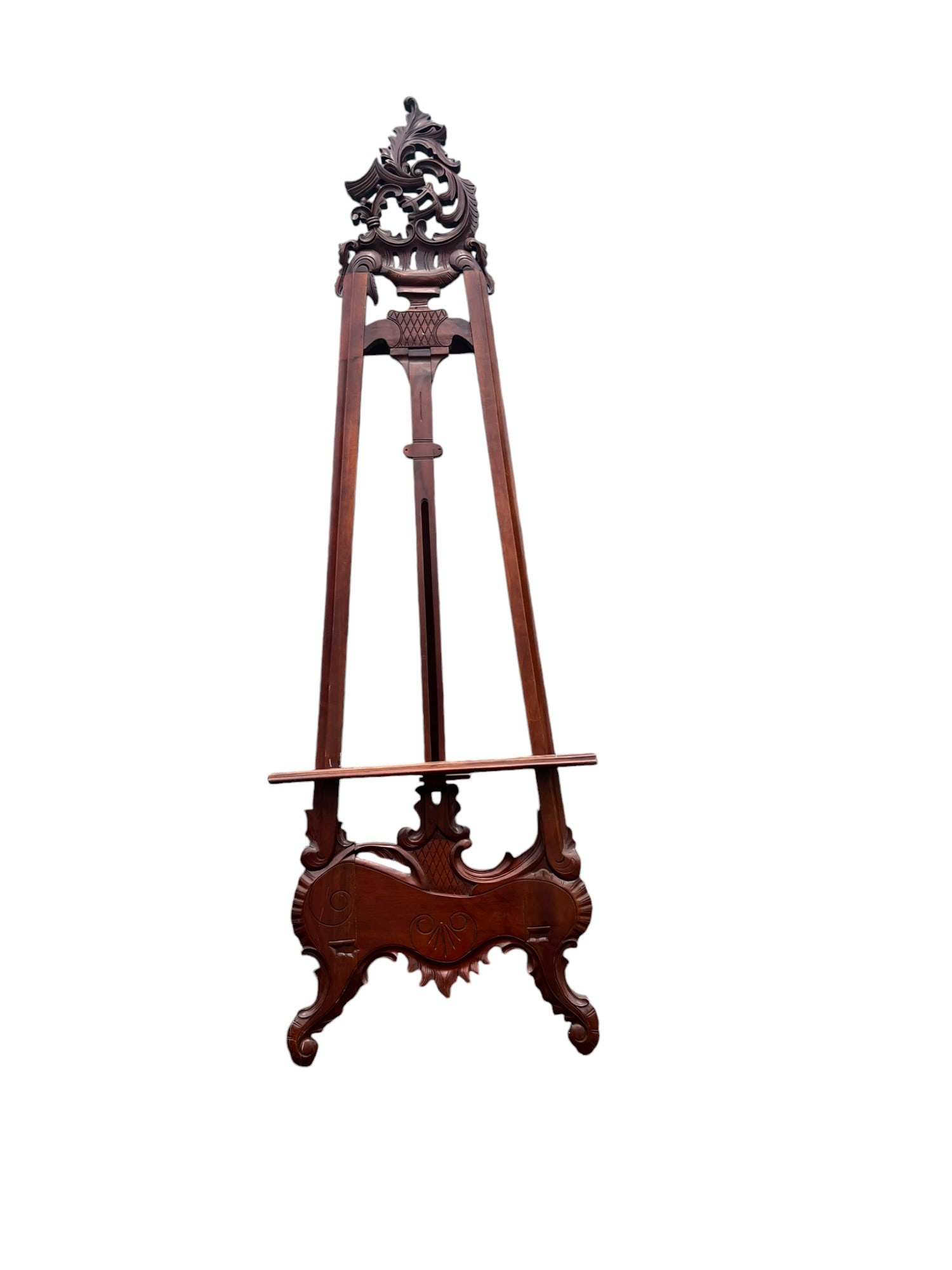 Late 19th Century Hand Carved Baroque Mahogany Victorian Art Display Painting Easel , XL (1 of 12)
