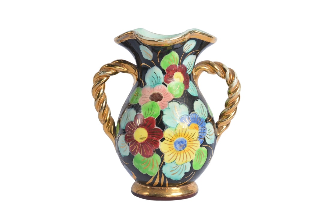 Mid Century Hand Painted Cerart Monaco Ceramic Floral Vase: This Mid-Century Hand Painted Cerart Monaco Ceramic Floral Vase is a charming addition to any decor. Featuring delicate hand-painted floral designs, it exudes vintage elegance and artisan craftsmanshi