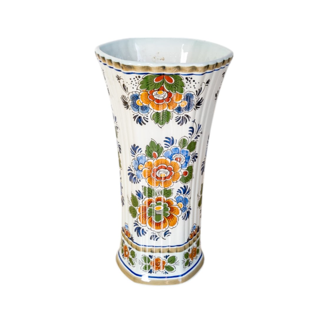 20th Century  Royal Delft Beaker Vases Dutch Hand Painted Polychrome Earthenware Delftware Vase (1 of 2)