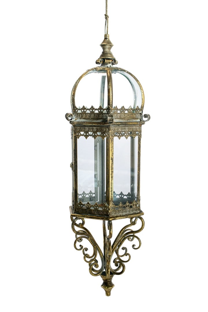 Oriignal Early 19th Century French Antique Brass Ceiling Lantern (1 of 12)