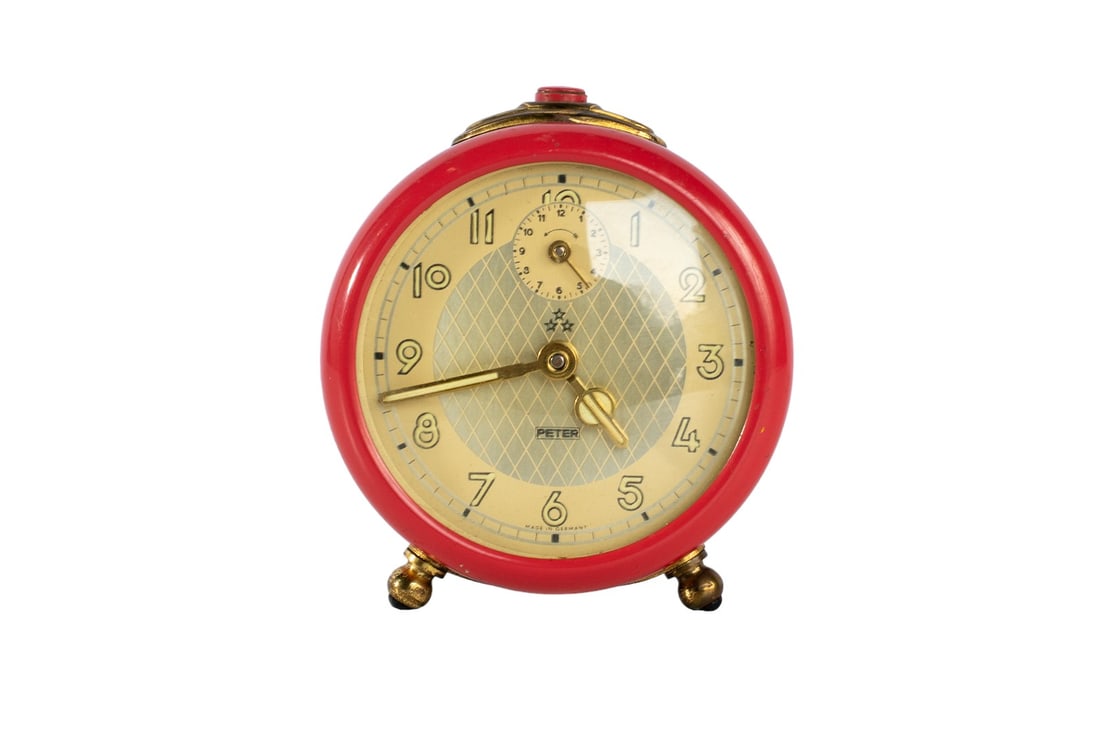 Rare Vintage (Full Metal) 1950s Peter Mantel Retro-Style Red Alarm Clock | Vintage Clock | Classic (1 of 6)