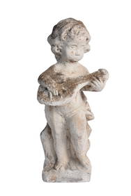 19th Century Stone Cherub Figural Garden Sculpture Playing Mandolin (1 of 6)