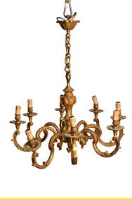 #2 Lot - 19th Century Antique French Rococo Louis XV Gilt Bronze 6-Arm Chandelier #2 (1 of 8)