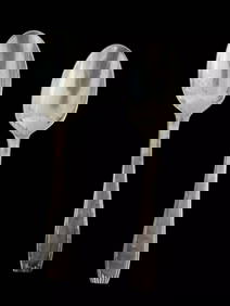 (Pair) 19th Century (2) Luc Lanel Saigon Pattern Christofle Silver plated Flatware Spoons 5 3/8" (1 of 6)