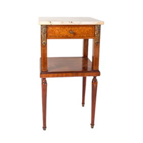 19th Century Antique French Louis XVI Marquetry Inlay Marble Top Nightstand Washstand (1 of 8)