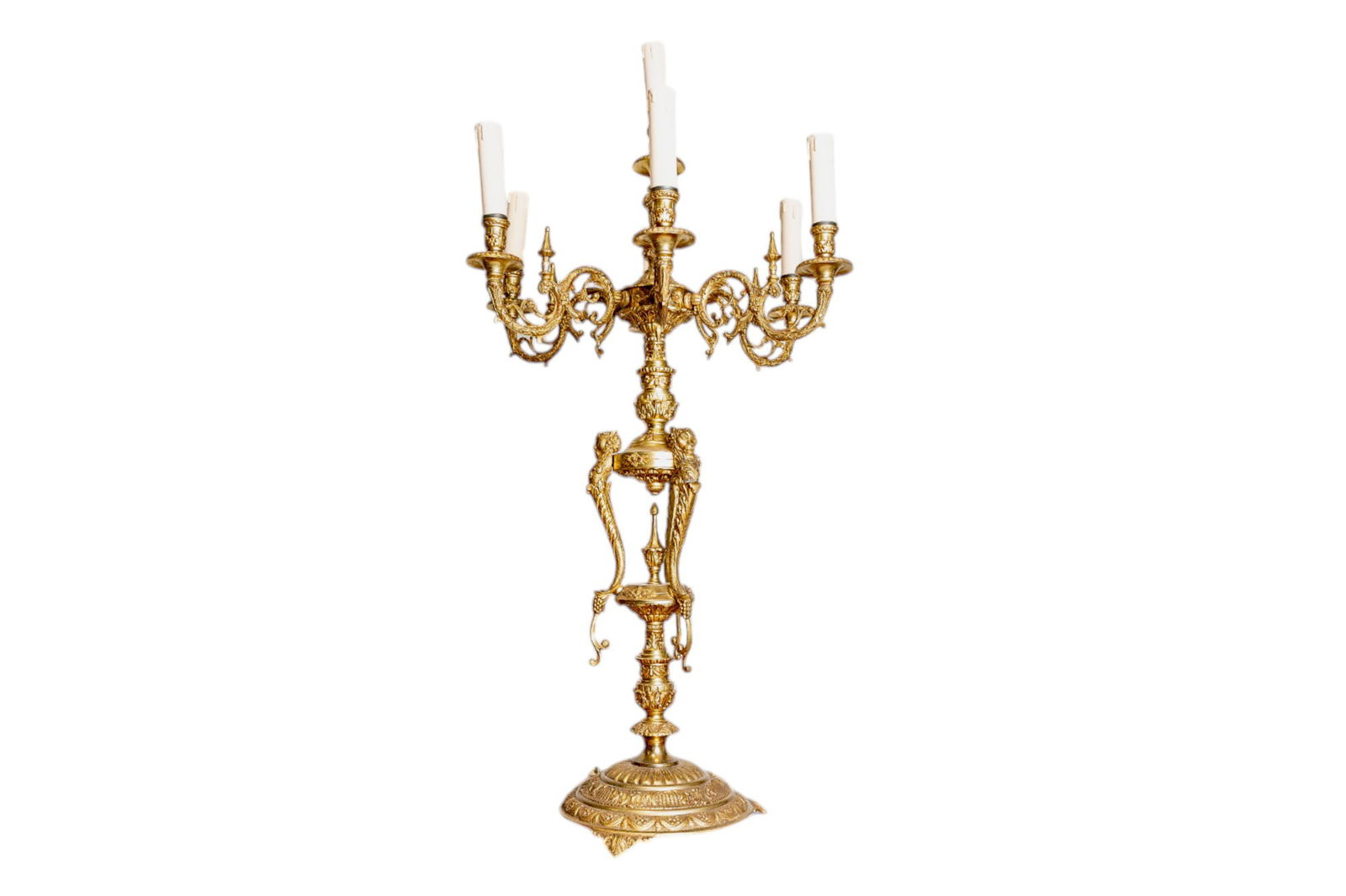 Late 19th Century French Louis XV or Rococo Italian Style Ormolu Candelabra 6-Arm Lamp (1 of 6)