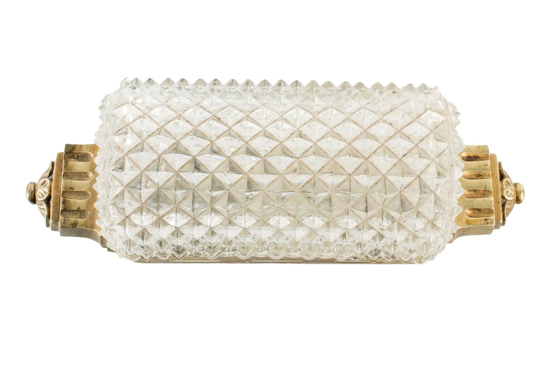 Mid Century Hollywood Regency Ice Diamond Cut Glass Chrome Wall Fixture Lamp (1 of 4)