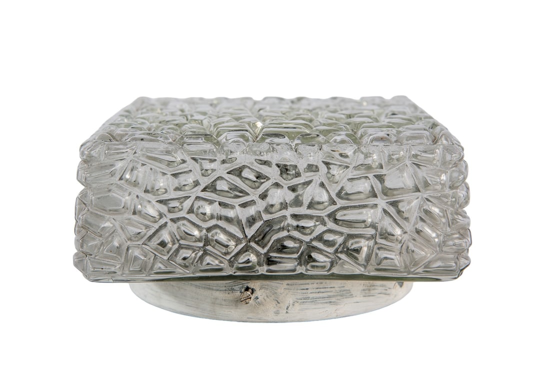 Mid-Century Antique Glass Flush Mount Ceiling Light | Vintage Lighting (1 of 8)