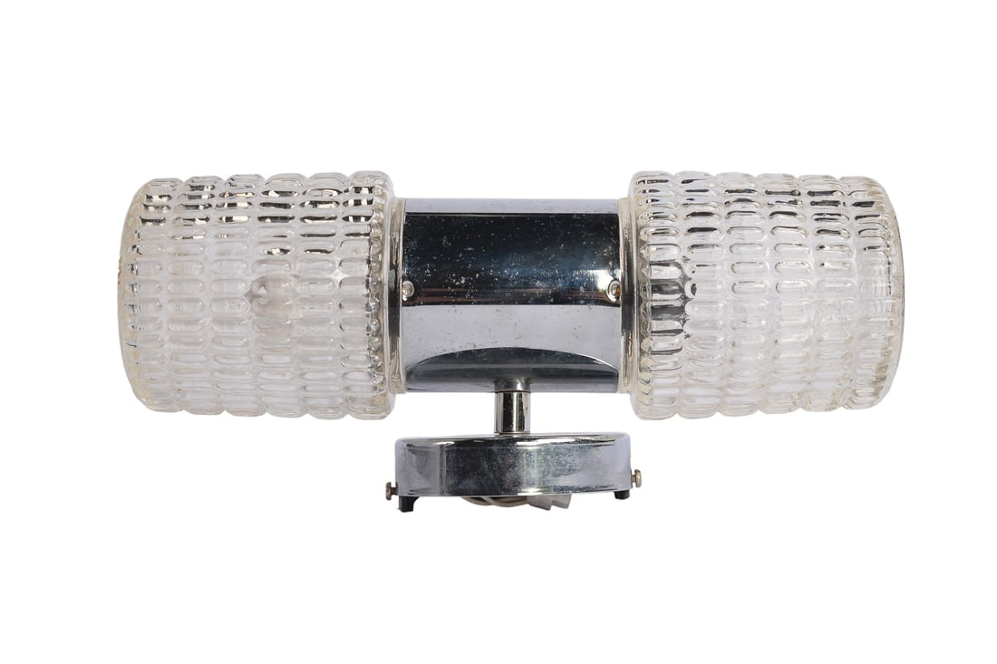 Vintage Art Deco Clear Glass Double Sided Nickel Plated Wall Light Lamp, 1970s (1 of 5)