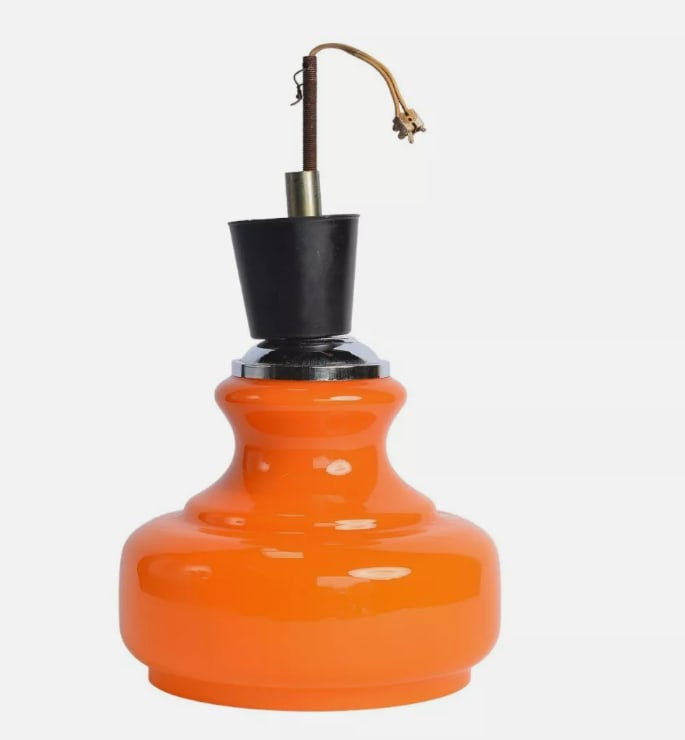 Vintage Mid Century Art Deco Glass Space Age Pendant Light Ceiling Lamp (ITALY) (1 of 4)