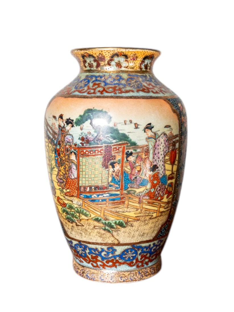 Late 19th Century Antique Porcelain Japenese Royal Satsuma Gold Gilt Hand Painted Vase (1 of 6)
