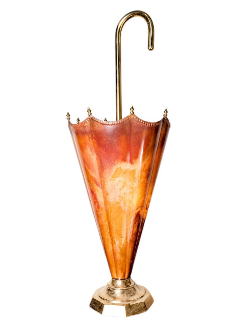 1960s Italian Mid Century Art Deco Copper & Brass Umbrella Stand (1 of 4)