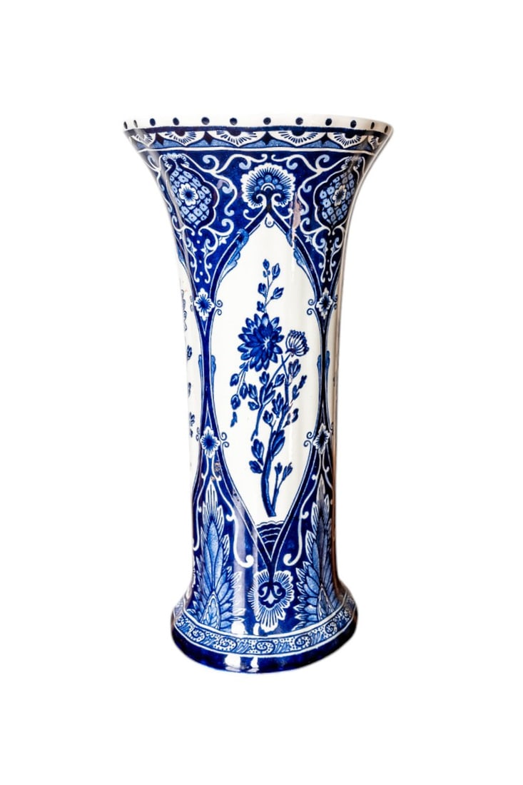 Antique Royal Delft Sphinx Blue and White Vase by Boch Holland #2 Numbered 41 (1 of 4)